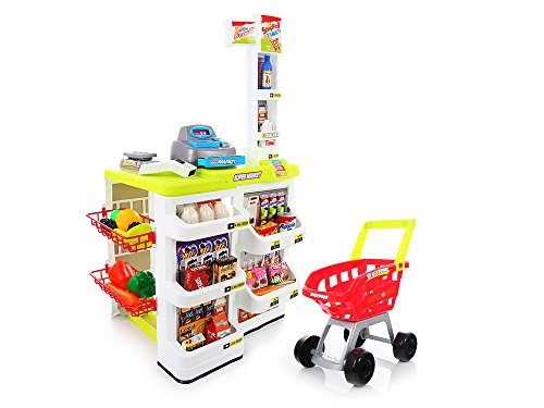 Preisvergleich Produktbild Kinderplay KP6443 - Kaufmannsladen und Einkaufswagen, weiß