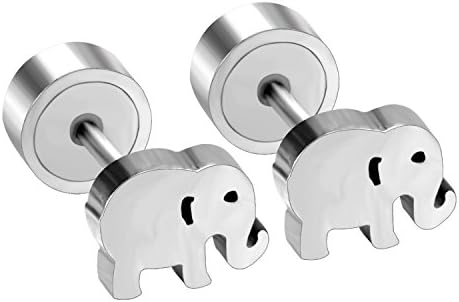 LUXU kisskids The Cute and Peaceful Cutting Elephant Stainless Steel Plug Stud Ear Earrings for little Girls,Silver/Gold Color