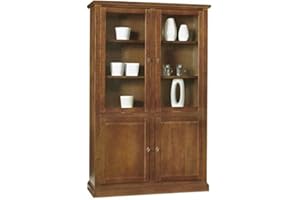 Mar.c.a. Design, Alacena de Cocina, Vitrina Salon de Madera, Nogal - Libreria Estanteria para Varios Ambientes y Usos - Mueble Salón y Mueble Cocina de Estilo Clásico, 120x41x187H - Made in Italy