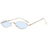 Yuandongxing Vintage Small Oval Occhiali da Sole Moda Donna Uomo Metal Frame Clear Pink Lens Shades Occhiali da Sole Eyewear 