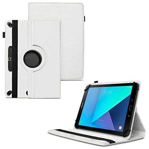 Tablet Schutz Hülle für Samsung Galaxy Tab A6 10.1 2016 aus hochwertigem Kunstleder mit Standfunktion 360° Drehbar kombiniert Schutz und Design Cover Case von NAUCI, Farben:Weiß