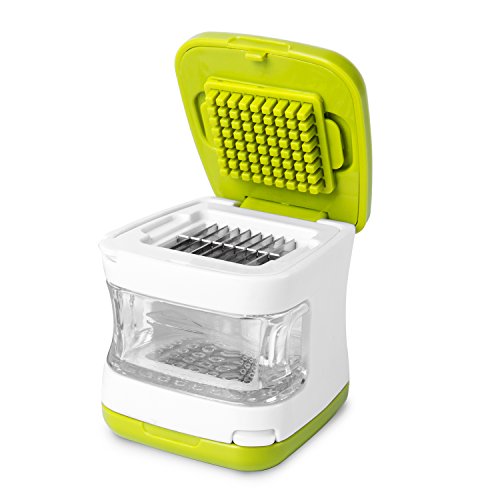 Knoblauchpresse + Knoblauchschneider Grün Manuell Knoblauchpresse mit fein/grob Reiben für Knoblauch Ingwer Zwiebel von VOOKI