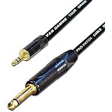 Designacable - Mini cable estéreo de 3,5 mm a 1/4 ", 25 cm, 50 cm Negro Negro