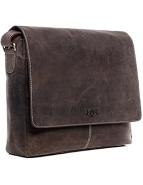 SID & VAIN® Messenger Bag SPENCER echtes Büffelleder Umhängetasche braun Herren Schultertasche groß Laptoptasche...