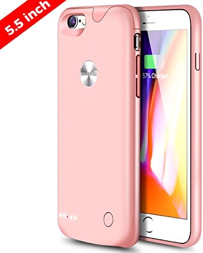 iphone 6 Plus 6s Plus Charger Case DOGIDOLI 3000 mAh Ultra Slim Extended Battery Case Portable Charging Case for Apple iPhone 6 Plus 6s Plus 5.5 inch (Goldenrose)