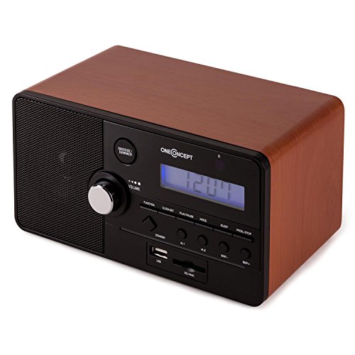 oneConcept Luzern Radio Radiowecker (USB-Port, SD-Slot, AUX-Eingang, Sleep-Funktion, Timer, Fernbedienung) schwarz-braun - 6