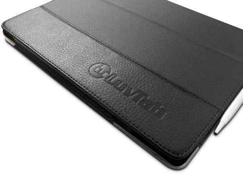 iPad Air (9.7 inch) Custom Made Multi-Angle Slim Perforated Style 'Pen' Case with Stand Function, Sleep / Wake Sensor and 2 in 1 Stylus / Biro Pen by LuvTab® (Black)