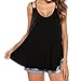 Produktbild Frauen Sommer Tank VENMO Damen Ärmellos T-shirt Casual Bluse Elegant Oberteile Mode Hemd Lose O Neck Cami Weste Unterhemd Longshirt Kurz Trägershirts Off Shoulde Camisole Plissee Flowy Tops (Black, L)