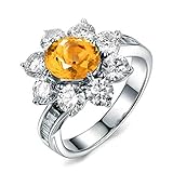 AnazoZ Modeschmuck Ovalschliff 9X7mm Gelb Citrin Ring Band 925 Sterling Silber Damen Jahretag Trauringe Ringgr.59 (18.8)