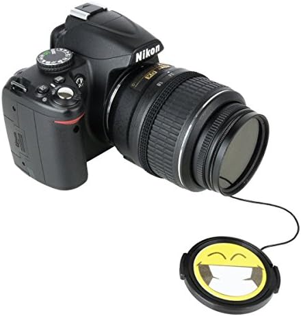 Coolen Happy Face 58MM Side Pinch Snap-On Front Lens Cap/Cover with Lens Cap Holder for Canon, Nikon, Sony, Pentax, Fujifilm, Olympus, Panasonic all DSLR / Camcorder lenses