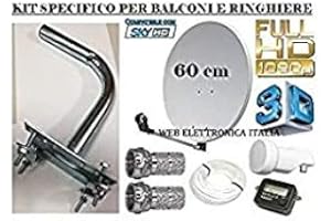QSWEET KIT PARABOLA SATELLITARE 60CM CON ACCESSORI KIT SPECIFICO PER BALCONI E RINGHIERE
