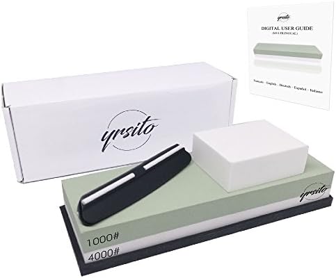 Whetstone Yrsito - Knife Sharpening Stone Double Face 1000/4000 The Most Versatile - This Kinfe Sharpener Will Give Rebirth To Your Knives - Allows Good Quality Sharpening - GIFT: Angle Guide &amp; Stone Cleaning / Lapping - Digital Instruction Guide In 5 Languages To Download - Sharpen Your Safe Blades With Silicone Non-Slip Base - The Best Sharpening Method