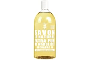 Savon Le Naturel - Savon Liquide Extra Pur de Marseille - Grand Format Recharge - Origine Naturelle - Huiles Végétales et Glycérine - Tous Types de Peau - Sans Colorants - Antibactérien - 1 L