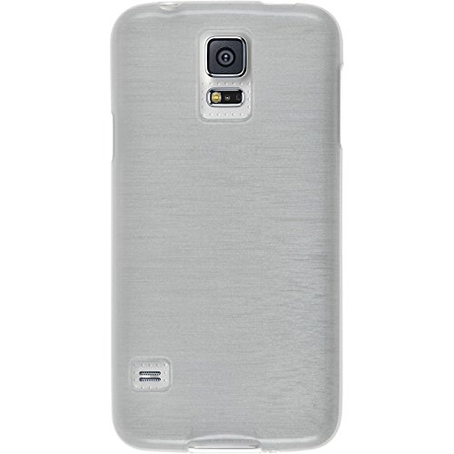PhoneNatic Funda de silicona para Samsung Galaxy S5 Neo - brushed blanco - Cover Cubierta   protector de pantalla