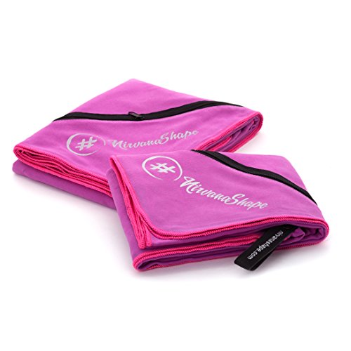 2er-Set Premium Mikrofaser Handtücher - inkl. Packtasche | Ultra saugfähige & schnelltrocknende Sport- und Badehandtücher mit praktischer Reißverschluss Ecktasche | Ideal für Fitness, Yoga, Sauna, Outdoor, Reisen