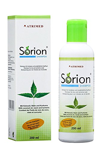 Sorion Shampoo 200 ml – Auch zur Kopfhautpflege bei Schuppenflechte und Neurodermitis mit Kokosöl, Neem, Rubia Cordifolia, Kurkuma und Wrightia tinctoria