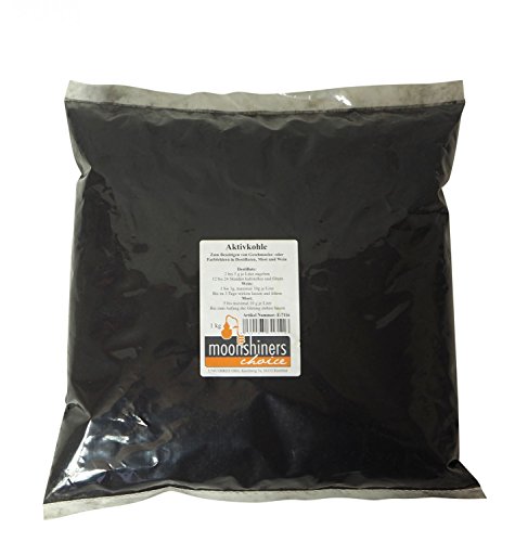 "MoonshinersChoice®" Aktivkohle 1 Kilo im Beutel - zylindrische Partikel aus Kokos - für Bio- Lebensmittel geeignet - kann einfach pulverisiert werden
