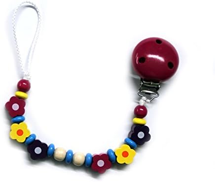 Baby Dummy Chain with Wooden Beads. Flower Power Flower