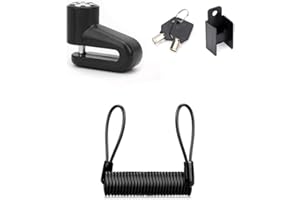 DEOLVEN Bloccadisco,Blocco del Freno a Disco Lucchetto Antifurto in Filo di Acciaio con 1,5m Corda di Promemoria per Armadietto Disco Blocco per Scooter per Bici Bicicletta Moto Disco della Ruota del freno