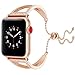 Produktbild Aolvo Armband für Apple Watch, 38 mm, Roségold, Edler Edelstahl mit Strass-Manschette, Ersatz für IWatch-Armbänder, Armband mit Anhänger und Quaste für Frauen und Mädchen Rose Gold,42mm