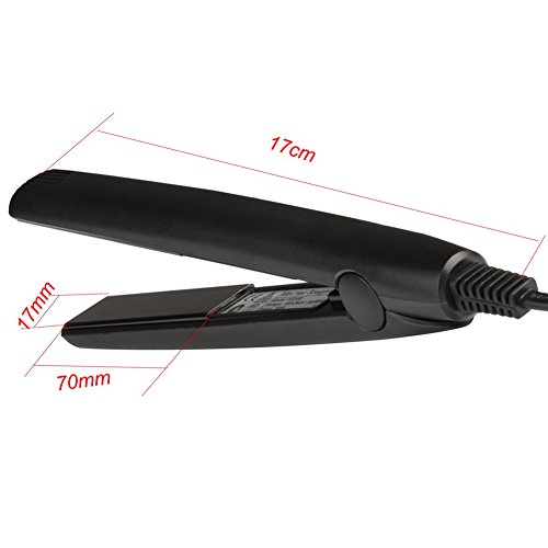 LadyHelena® Mini Glätteisen / Haarglätter Tourmaline Keramik mit Beutel EU Stecker Schwarz - 6