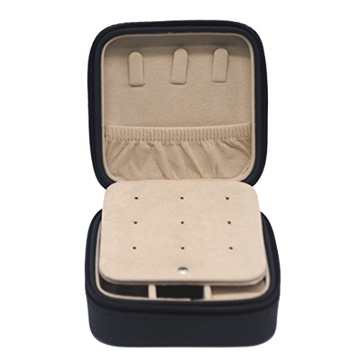 JOYOOO Cream Faux Leather Portable Travel Jewellery Box Case For Earring/Ring/Necklace etc (Schwarz) - 4