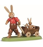 Hasenvater mit Kind auf Bollerwagen