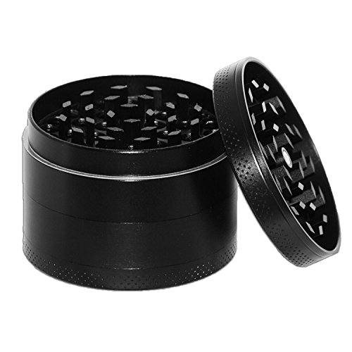 DIAMONDGRIND Design Pollen Grinder Crusher für Tabak, Herb, Spice, Gewürze, Kräuter, Kaffee, herb. 4-teiliges Schwarze Set mit Pollen Schaber - 2