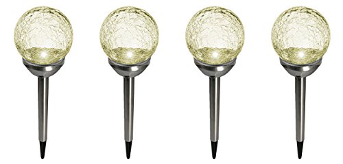 4er Set Kristallglas Premium Solarlampe Leuchte LED Edelstahl Gartenkugel
