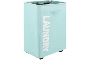 TOTANKI Grand Panier à Linge Pro 22" avec poignée et roulettes, Panier à Linge Pliable, trieur et Organisateur de Linge Pliable, Grand Panier de Rangement (Bleu, Pro 22")