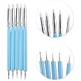 LUOSHI Way Ball Styluses Dotting Tool Silicone Color Shaper Brushes Pen for Polymer Clay Pottery Modeling Sculpture Nail Art 5 X 2