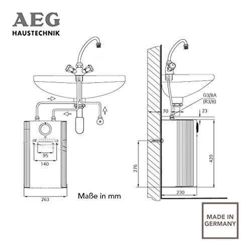 AEG 222164 HUZ 5 Öko Comfort Kleinspeicher EEK A, 2kW, 5l Untertischspeicher, drucklos - 5