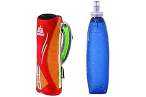 AONIJIE Homme/Femme et Sports de Plein air Marathon à Main levée d'hydratation Sac randonnée Course à la Main Tenue Sac + 1 Pcs 500 ML flasks (Orange +1pcs 500ML Soft Flask)
