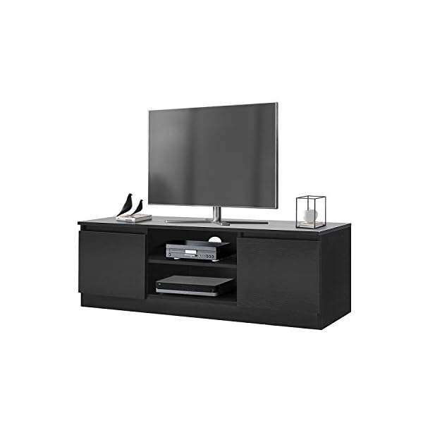 TV Cabinet, HST Mall Modern TV Unit 120cm TV Cabinet Stand Black Matt Home Office Furniture