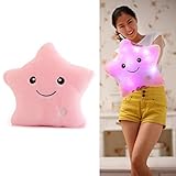 Geschenk Idee! Bunte LED leuchtende Kissen Weich Sofa Kissen (Stern Rosa) Geschenk