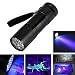 Produktbild Zimo® 9 LED UV Mini Taschenlampe Ultraviolett Schwarzlicht UV-Strahler Handlampe (1)
