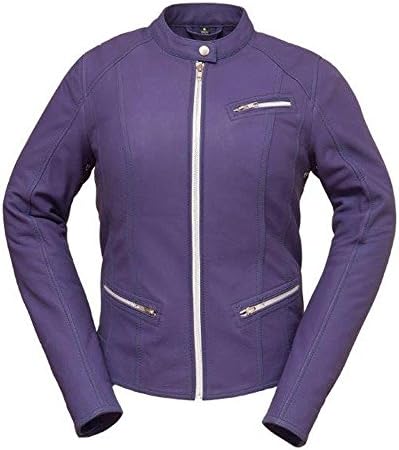 Fashionista Ladies Biker Jacket in Black Or Purple Cowhide