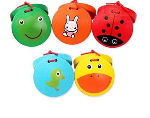 EEvER Gran Comodidad portátil jugabilidad Castañuelas de Dibujos Animados Juguetes de música para niños de la Primera Infancia Instrumentos Musicales Tablero de Rompecabezas Musical (Color Aleatorio)