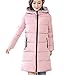 Produktbild Damen Winterjacke Wintermantel Lange Daunenjacke Outwear Frauen Winter Warm dünner Steppjacke Starke Dicker Kapuzenjacke Buchstabe mit Kapuze Jacke Mantel Riou Sale (L, Rosa)