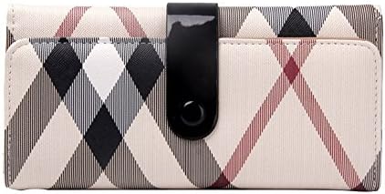 Women’s PVC Leather Wallets Vintage Long Shape Leather Card Holder Purses (black)
