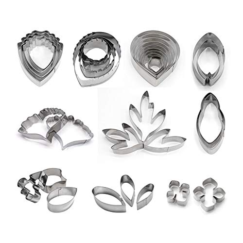 AK ART KITCHENWARE - Set di formine per petali e foglie, in acciaio INOX, per pasta di zucchero, pasta di gomma, fiori per decorare torte