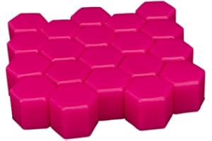 URFEDA 20pcs Capuchons D'écrou de Roue 17mm Écrou Capuchon Cache-vis Lumineux Nuit pour Voiture Cache écrou Hexagonal en Silicone Cache-Vis Boulon Jantes, avec Outil Demontage, Décor de Voiture, Rose