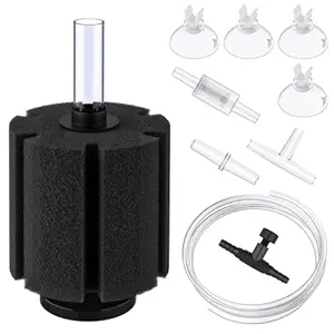 Pawfly Large Aquarium Bio Sponge Filter Quiet Betta Fry Shrimp and Fish Foam Filter with Airline Tubing Suction Cups Check Valve Connectors and Control Valve Accessories for Fish Tank up to 60 Gallon