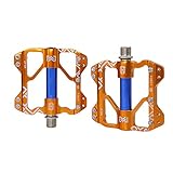 HMJZ Pedali Bici, Pedali Flat In Lega Di Alluminio Con 3 Cuscinetti Ultra-Sigillati Per MTB, Bici Da Strada, BMX,Yellow