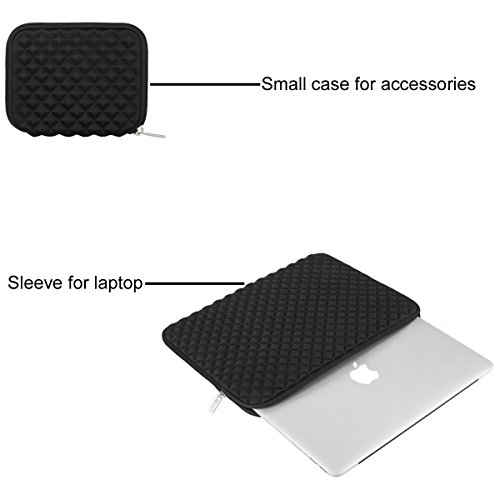 MOSISO Universal wasserresistente and stoßfest Lycra Laptop Schutzhülle mit Rautenmuster / Diamant-Muster Schaumpolsterung für 11-11,6 Zoll MacBook Air, Ultrabook Netbook Tablette mit einem kleinen Fall, Schwarz - 2