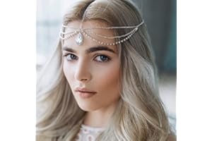 BSLVWG Rhinestone Head Chain Layered Bridal Headpiece Silver Headband Crystal Hairpiece Festival Hair Accessories for Women, Girls, Bride and Bridesmaid