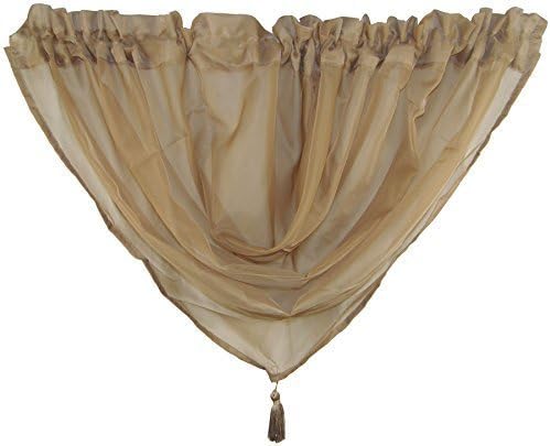 Coffee Beige Voile Tasselled Swag SWAGS Curtain Drape 22X18" 56X45CM