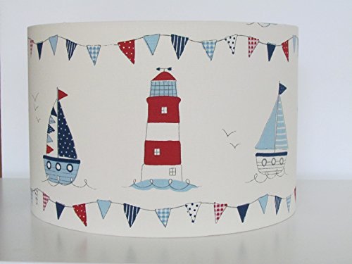 Handmade Blue Boat Lighthouse Beach Hut Yacht Lampshade Lightshade Choice of Colours Available