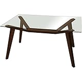 Medidas: 150x90x75cm DRW Mesa de Comedor de Madera de Haya y Cristal, Color Haya, 150x90x75cm