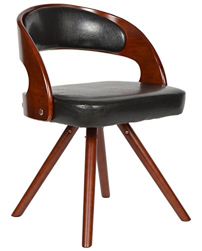 ts-ideen Silla Asiento Comedor Cocina Bar Cuerina Negro Nogal Marrón